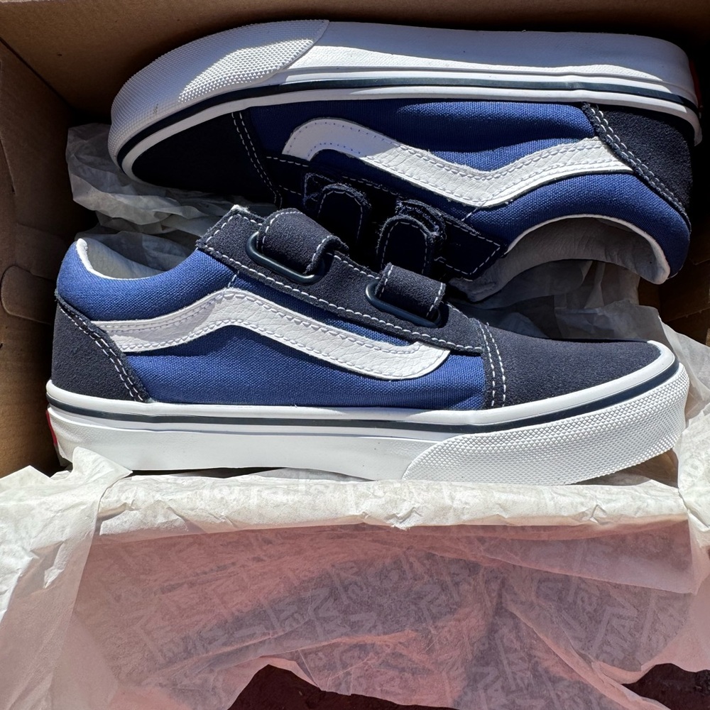 Kids Blue and White Vans 2Y